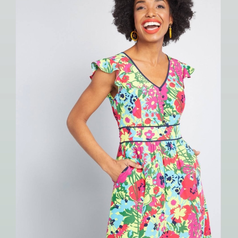 ModCloth Eyes on You Floral Maxi Dress Sz M - Picture 2 of 9